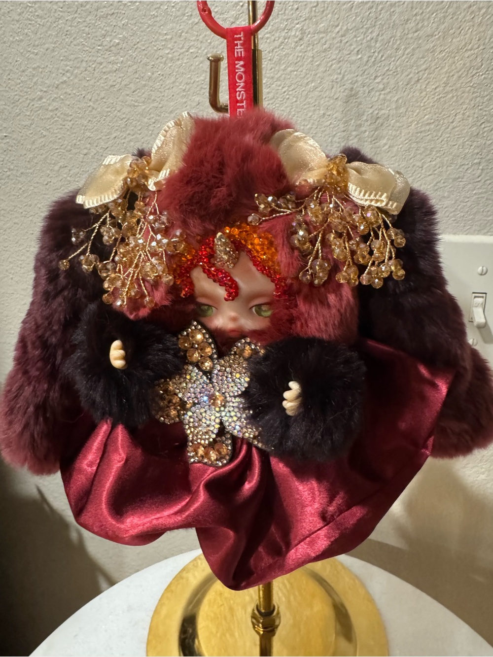 Red Fur Crystal-Embellished Skullpanda